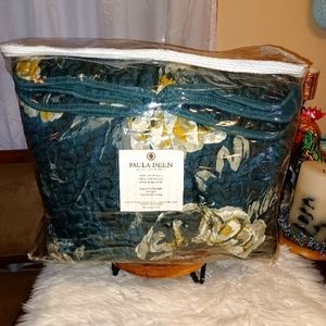 NEW 3PC (KING) PAULA DEEN HOME COLLECTION FLORAL GREEN QUILT & SHAMS BEDDING SET